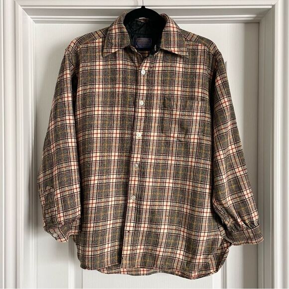 Pendleton Men''s 100% Virgin Wool Shirt Plaid Vintage USA Size L - Picture 1 of 8